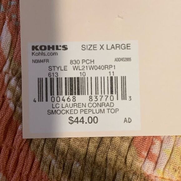 Lauren Conrad Smocked Peplum Tank Size XL New - Picture 8 of 9